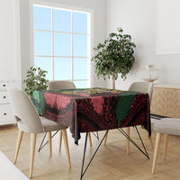 Vanuatu Independence Day Tablecloth Boar Tusk Warrior Tribal Floral Patterns