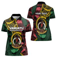 Personalised Vanuatu Independence Day Women Polo Shirt Boar Tusk Warrior Tribal Floral Patterns