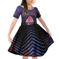 Personalised Guam Family Matching Off Shoulder Short Dress and Hawaiian Shirt Chamorro Seal Tribal Scratch Design - Polynesian Pride