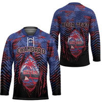 Personalised Guam Hockey Jersey Chamorro Seal Tribal Scratch Design - Polynesian Pride