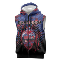 Personalised Guam Sleeveless Zip Hoodie Chamorro Seal Tribal Scratch Design - Polynesian Pride