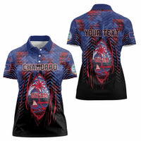 Personalised Guam Women Polo Shirt Chamorro Seal Tribal Scratch Design - Polynesian Pride