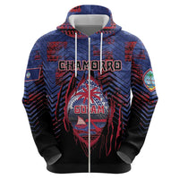 Personalised Guam Zip Hoodie Chamorro Seal Tribal Scratch Design - Polynesian Pride