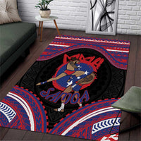 Samoa Mixed Martial Arts Area Rug Flying Knee Of Samoan DT05 Black - Polynesian Pride