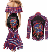 Personalised Samoa Mixed Martial Arts Couples Matching Mermaid Dress and Long Sleeve Button Shirt Flying Knee Of Samoan DT05 - Polynesian Pride