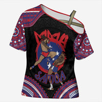 Personalised Samoa Mixed Martial Arts Cross Shoulder Shirt Flying Knee Of Samoan - Polynesian Pride