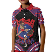 Personalised Samoa Mixed Martial Arts Kid Polo Shirt Flying Knee Of Samoan - Polynesian Pride