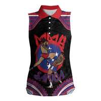 Personalised Samoa Mixed Martial Arts Women Sleeveless Polo Shirt Flying Knee Of Samoan DT05 Female Black - Polynesian Pride