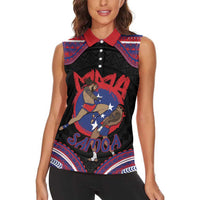 Personalised Samoa Mixed Martial Arts Women Sleeveless Polo Shirt Flying Knee Of Samoan DT05 - Polynesian Pride