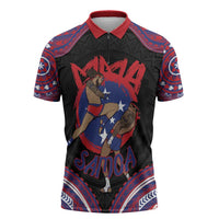 Personalised Samoa Mixed Martial Arts Zipper Polo Shirt Flying Knee Of Samoan - Polynesian Pride