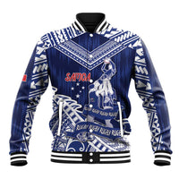 Personalised Samoa Rugby Baseball Jacket Pacific Warrior Glory DT05 Unisex Navy - Polynesian Pride