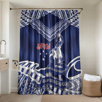 Samoa Rugby Bathroom Set Pacific Warrior Glory DT05 Shower Curtain Only Navy - Polynesian Pride