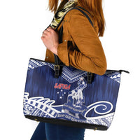 Samoa Rugby Leather Tote Bag Pacific Warrior Glory DT05 Navy - Polynesian Pride