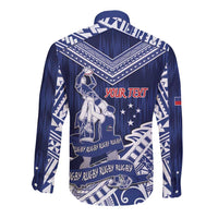 Personalised Samoa Rugby Long Sleeve Button Shirt Pacific Warrior Glory DT05 - Polynesian Pride