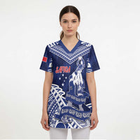 Personalised Samoa Rugby Scrub Top Pacific Warrior Glory DT05 - Polynesian Pride