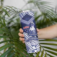 Personalised Samoa Rugby Skinny Tumbler Pacific Warrior Glory DT05 - Polynesian Pride