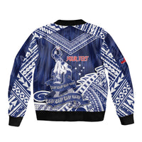 Personalised Samoa Rugby Sleeve Zip Bomber Jacket Pacific Warrior Glory DT05 - Polynesian Pride