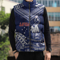 Personalised Samoa Rugby Sleeveless Puffer Jacket Pacific Warrior Glory DT05 - Polynesian Pride