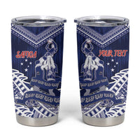 Personalised Samoa Rugby Tumbler Cup Pacific Warrior Glory DT05 Navy - Polynesian Pride