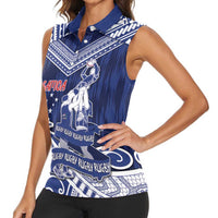 Personalised Samoa Rugby Women Sleeveless Polo Shirt Pacific Warrior Glory DT05 - Polynesian Pride