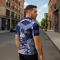 Personalised Samoa Rugby Zipper Polo Shirt Pacific Warrior Glory DT05 - Polynesian Pride