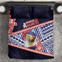 American Samoa Bedding Set Bald Eagle With Polynesian Pattern - Polynesian Pride