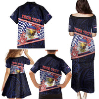 Personalized American Samoa Family Matching Puletasi and Hawaiian Shirt Bald Eagle With Polynesian Pattern - Polynesian Pride