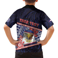 Personalized American Samoa Family Matching Short Sleeve Bodycon Dress and Hawaiian Shirt Bald Eagle With Polynesian Pattern - Polynesian Pride