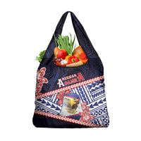 American Samoa Grocery Bag Bald Eagle With Polynesian Pattern DT05 1-pack One Size Navy - Polynesian Pride