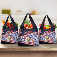 American Samoa Grocery Bag Bald Eagle With Polynesian Pattern DT05 3-pack One Size Navy - Polynesian Pride