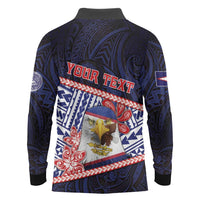 Personalized American Samoa Long Sleeve Polo Shirt Bald Eagle With Polynesian Pattern - Polynesian Pride