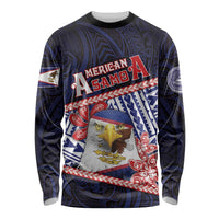 Personalized American Samoa Long Sleeve Shirt Bald Eagle With Polynesian Pattern DT05 Unisex Navy - Polynesian Pride