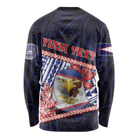 Personalized American Samoa Long Sleeve Shirt Bald Eagle With Polynesian Pattern DT05 - Polynesian Pride