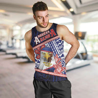 Personalized American Samoa Men Tank Top Bald Eagle With Polynesian Pattern DT05 Navy - Polynesian Pride