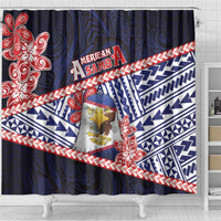 American Samoa Shower Curtain Bald Eagle With Polynesian Pattern - Polynesian Pride