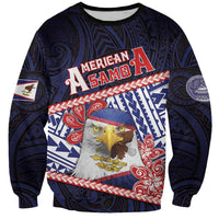 Personalized American Samoa Sweatshirt Bald Eagle With Polynesian Pattern DT05 Unisex Navy - Polynesian Pride
