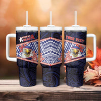 Personalized American Samoa Tumbler With Handle Bald Eagle With Polynesian Pattern DT05 - Polynesian Pride