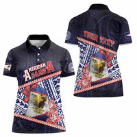 Personalized American Samoa Women Polo Shirt Bald Eagle With Polynesian Pattern - Polynesian Pride