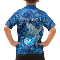 Personalised Northern Mariana Islands Family Matching Off Shoulder Short Dress and Hawaiian Shirt Galaxy Polynesian Shark Tattoo - Polynesian Pride