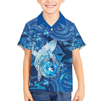 Personalised Northern Mariana Islands Family Matching Puletasi and Hawaiian Shirt Galaxy Polynesian Shark Tattoo - Polynesian Pride