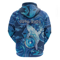 Personalised Northern Mariana Islands Hoodie Galaxy Polynesian Shark Tattoo - Polynesian Pride