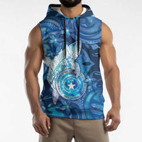 Personalised Northern Mariana Islands Sleeveless Hoodie Galaxy Polynesian Shark Tattoo - Polynesian Pride