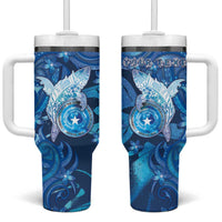 Personalised Northern Mariana Islands Tumbler With Handle Galaxy Polynesian Shark Tattoo - Polynesian Pride