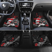 Personalised Hawaiian And Japanese Car Mats Aloha Koi Fish Palaka Patterns DT05 Set 4pcs Black - Polynesian Pride
