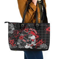 Hawaiian And Japanese Leather Tote Bag Aloha Koi Fish Palaka Patterns DT05 - Polynesian Pride