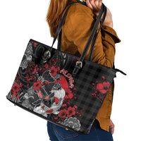 Hawaiian And Japanese Leather Tote Bag Aloha Koi Fish Palaka Patterns DT05 - Polynesian Pride
