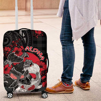 Hawaiian And Japanese Luggage Cover Aloha Koi Fish Palaka Patterns DT05 Black - Polynesian Pride