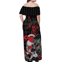 Personalised Hawaiian And Japanese Off Shoulder Maxi Dress Aloha Koi Fish Palaka Patterns DT05 - Polynesian Pride