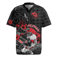 Personalised Hawaiian And Japanese Rugby Jersey Aloha Koi Fish Palaka Patterns DT05 Black - Polynesian Pride