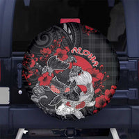 Hawaiian And Japanese Spare Tire Cover Aloha Koi Fish Palaka Patterns DT05 No hole Black - Polynesian Pride